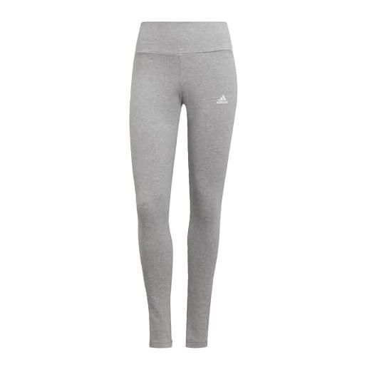 adidas essentials high-waisted logo leggings, medium grey heather/white, l donna