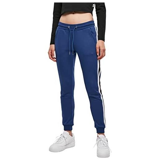 Urban Classics pantaloni sportivi da donna college a contrasto, blu spazio/bianco/nero, s