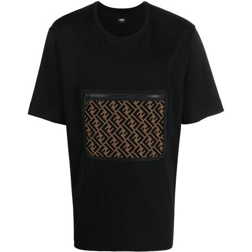 FENDI t-shirt con taschino ff - nero