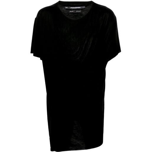 Julius t-shirt drappeggiata con scollo rotondo - nero