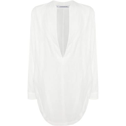 Julius camicia semi trasparente con scollo a v - bianco