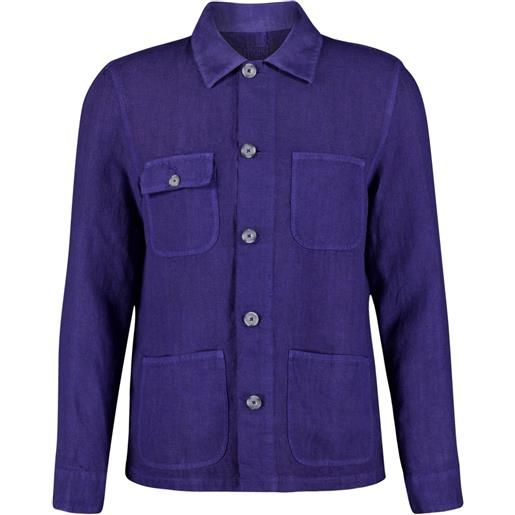 120% Lino giacca-camicia con colletto ampio - blu