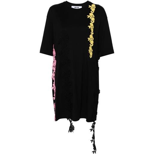 MSGM abito modello t-shirt corto in pizzo a fiori - nero
