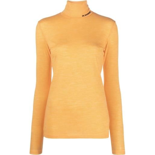 Jil Sander t-shirt a collo alto con stampa - arancione