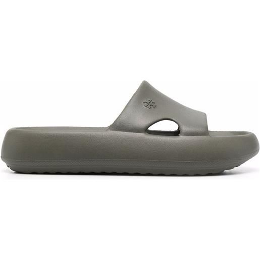 Tory Burch sandali slides con logo goffrato - grigio