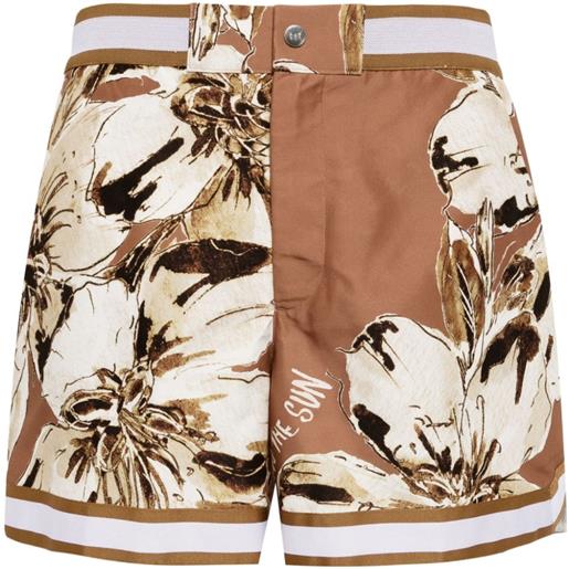 CHÉ shorts hopper a fiori - marrone