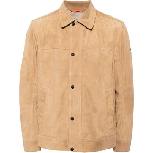 BOSS giacca-camicia con applicazione - marrone