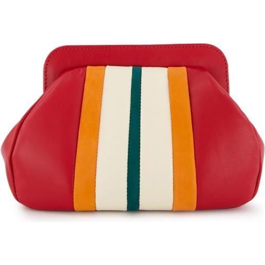 PAULA striped leather clutch bag - rosso