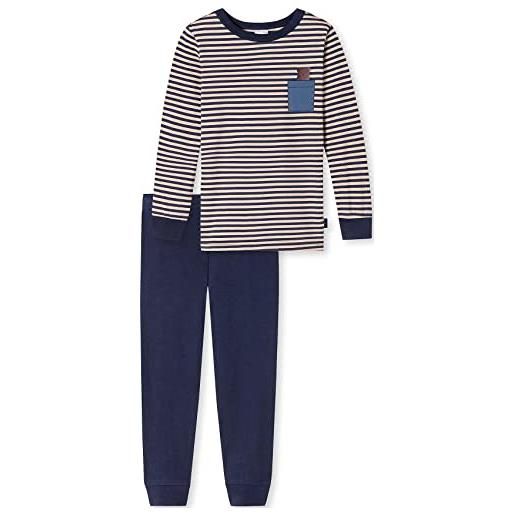 Schiesser pigiama lungo per bambini e ragazzi, in cotone organico set, blu scuro (l), 140 cm