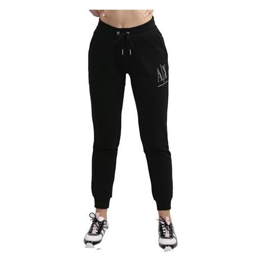 Armani Exchange drawstring logo studs terry jogger pant pantaloni da tuta, nero, l donna