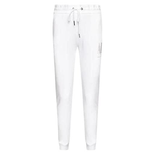 Armani Exchange drawstring logo studs terry jogger pant pantaloni da tuta, bianco ottico, m donna