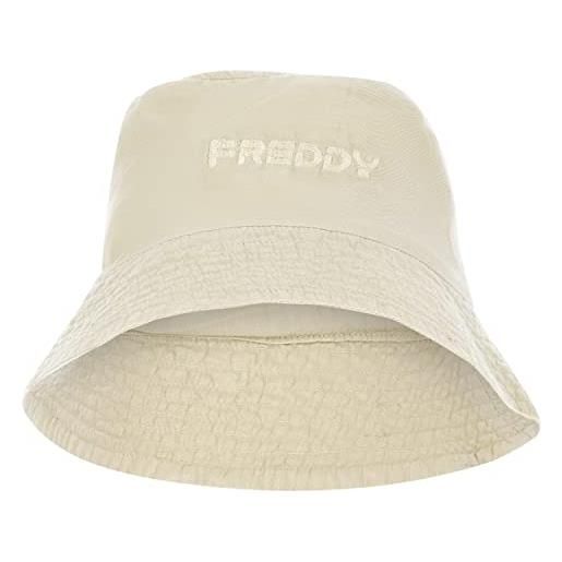 FREDDY - cappello bucket hat con logo ricamato in tono, accessorio streetwear di tendenza, beige, unica