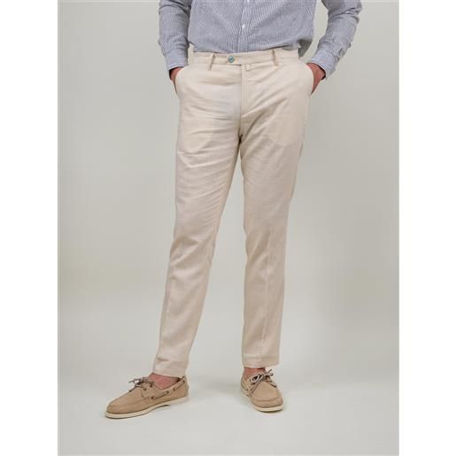 BARBATI pantalone in misto lino beige