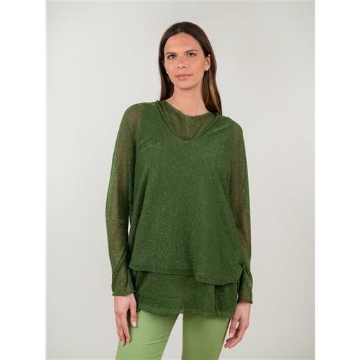 ANDREA MORANDO maglia over verde lurex