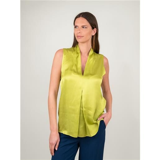 ANDREA MORANDO blusa smanicata in raso lime