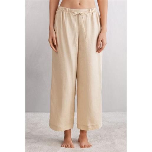Intimissimi pantalone lungo con coulisse in tela di lino naturale