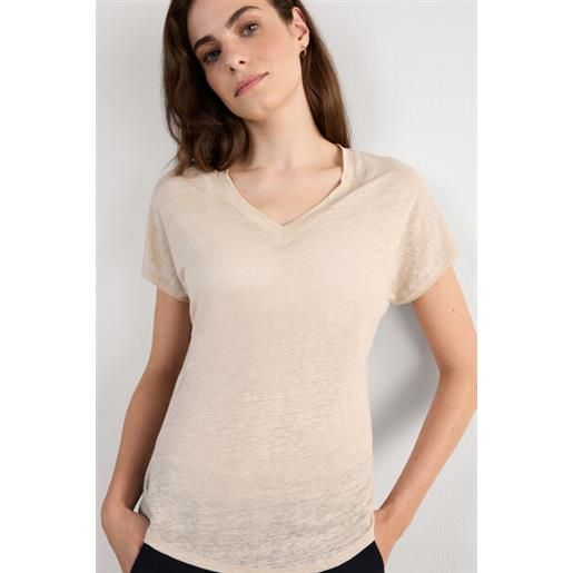 Intimissimi maglia manica corta con scollo a v in lino the pure linen naturale