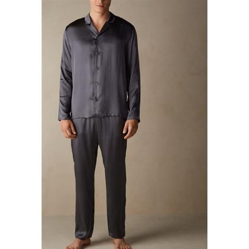 Intimissimi pigiama lungo in seta con bordi grigio