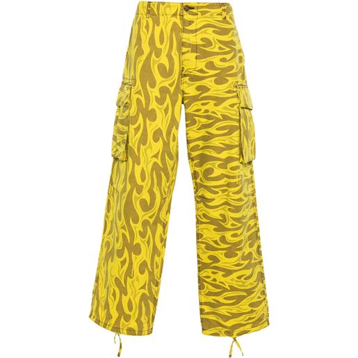 ERL pantaloni cargo stampati con fiamme gialle