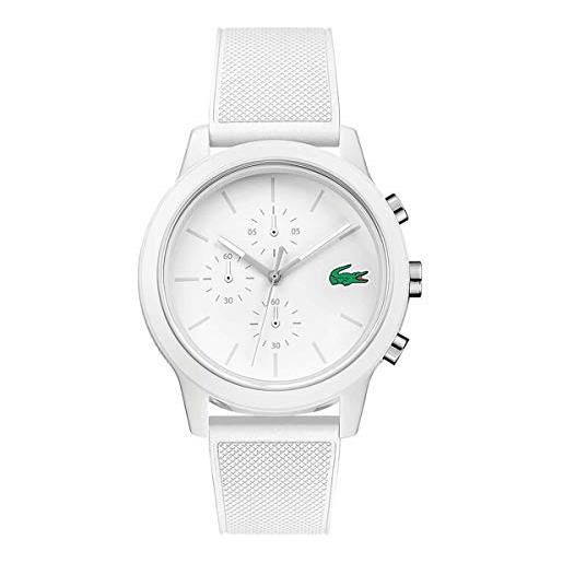 Lacoste orologio con cronografo al quarzo da uomo con cinturino in silicone bianco - 2010974