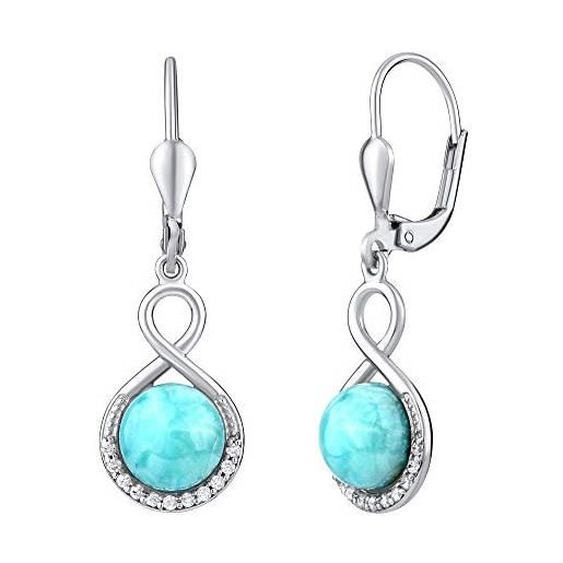 SILVEGO orecchini da donna in argento 925 con pietra preziosa azzurra larimar, jst14710lr