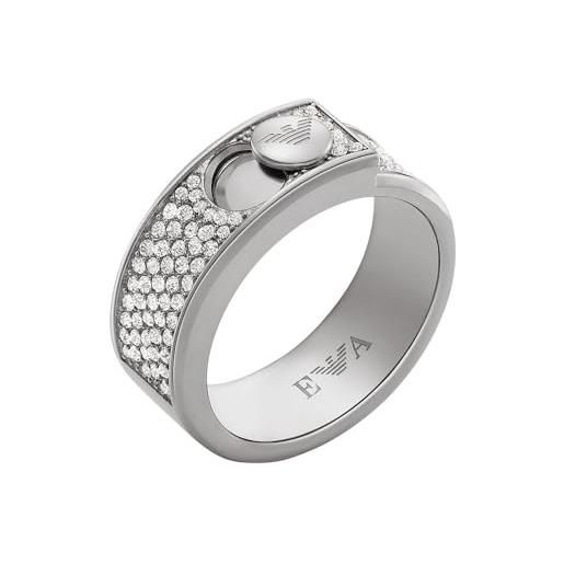 Emporio Armani anello a fascia da donna in acciaio con cristalli incastonati, egs3091040