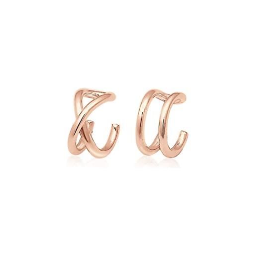 Elli orecchini donne clip per orecchio set geo di base minimale in argento sterlino 925 placcato oro rosa