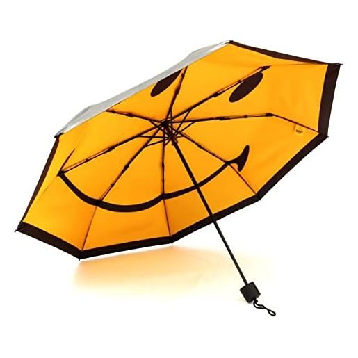 Suck uk | ombrello pieghevole con faccina sorridente | ombrello giallo a colori | decorazione per il viso sorridente e decorazioni per il viso sorridente | regali con faccina sorridente | ombrello da