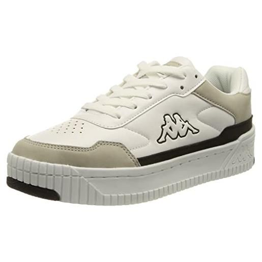 Kappa ayce, scarpe da ginnastica unisex-adulto, bianco grigio, 42 eu