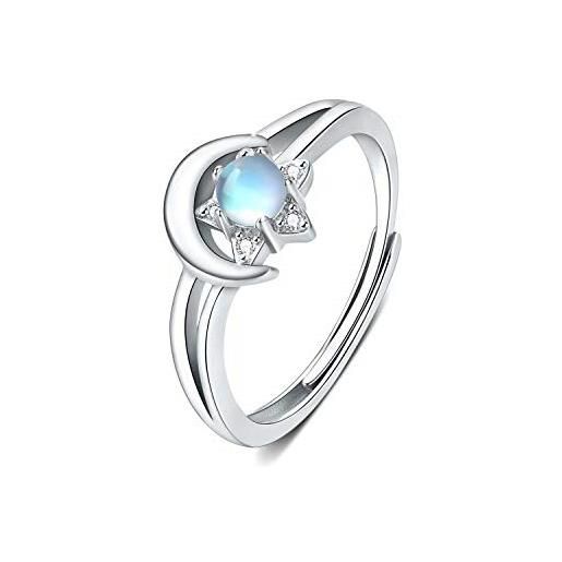 CUOKA MIRACLE anello pietra di luna argento 925 anello luna e stella anello regolabileper donne ragazze (blu)