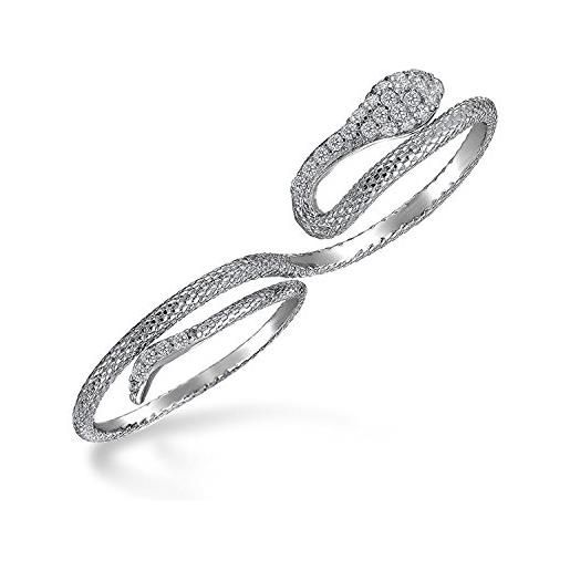 Bling Jewelry boho cubic zirconia fashion statement cz pave serpent snake multi double two finger band ring per donne argento sterling