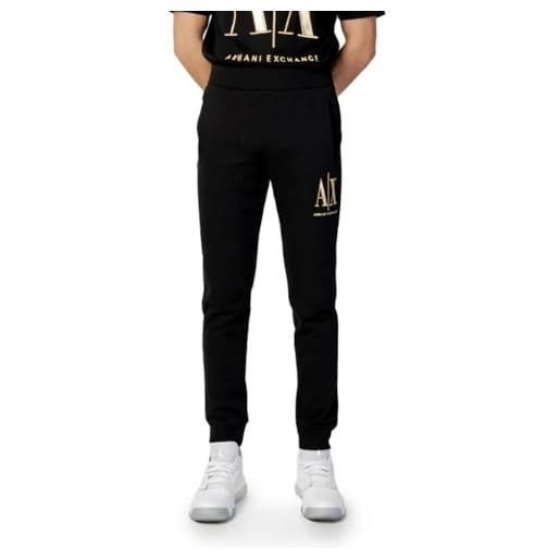 ARMANI EXCHANGE icona, gamba con risvolto, logo oro laterale, pantaloni, pantaloni casual uomo, nero, xs