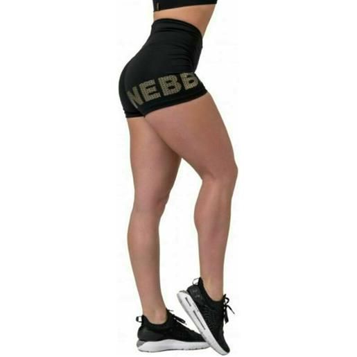 Nebbia gold print shorts black s pantaloni fitness