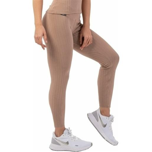 Nebbia organic cotton ribbed high-waist leggings brown m pantaloni fitness