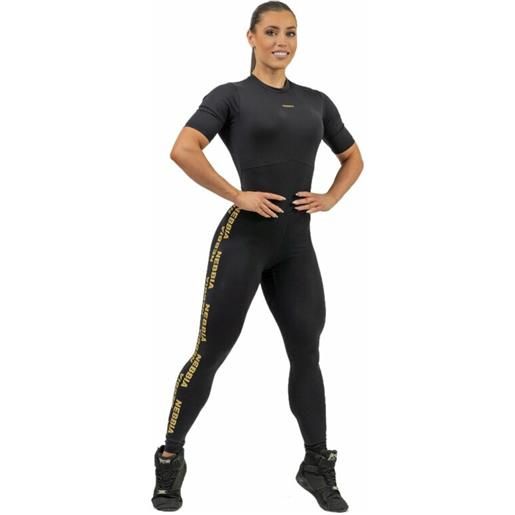 Nebbia workout jumpsuit intense focus black/gold s pantaloni fitness