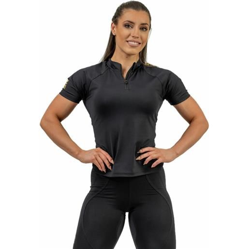 Nebbia compression zipper shirt intense ultimate black/gold xs maglietta fitness