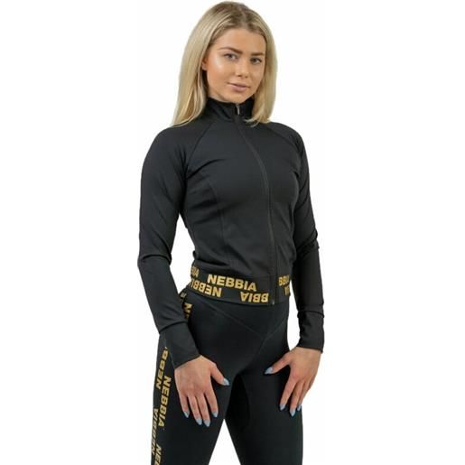 Nebbia zip-up jacket intense warm-up black/gold l felpa da fitness