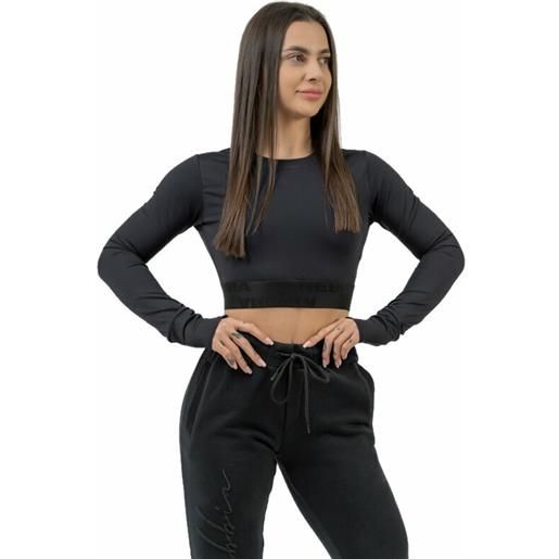 Nebbia long sleeve crop top intense perform black xs maglietta fitness