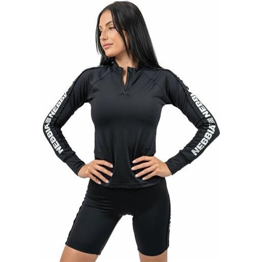 Nebbia long sleeve zipper top winner black xs maglietta fitness