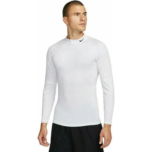 Nike dri-fit fitness mock-neck long-sleeve mens top white/black s maglietta fitness