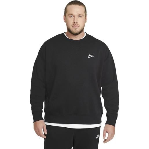 Nike club crew mens fleece black/white l felpa da fitness