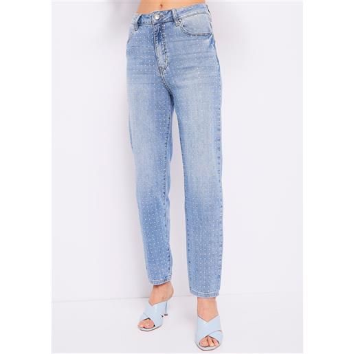 Denny Rose jeans mom fit con strass