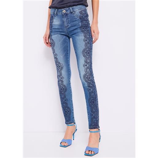 Denny Rose jeans skinny con stampa