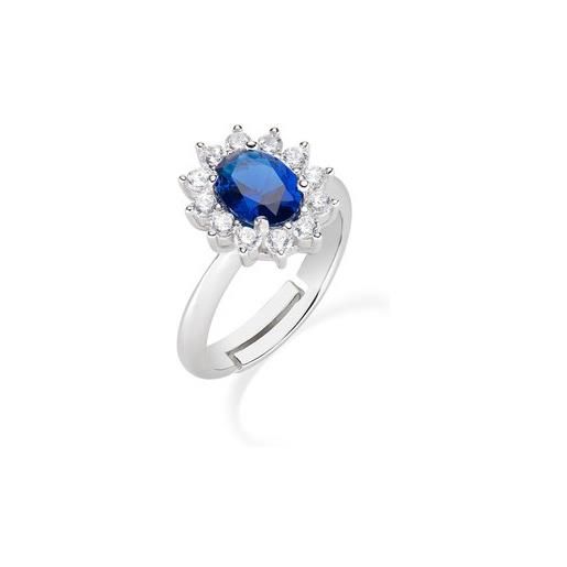 AMEN anello adattabile royal lady zircone blu AMEN