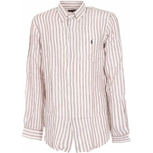 Polo Ralph Lauren camicia classic righe bianca e khaki