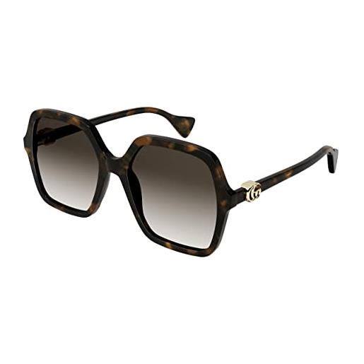 Gucci occhiali da sole gg1072s dark havana/brown shaded 56/19/145 donna