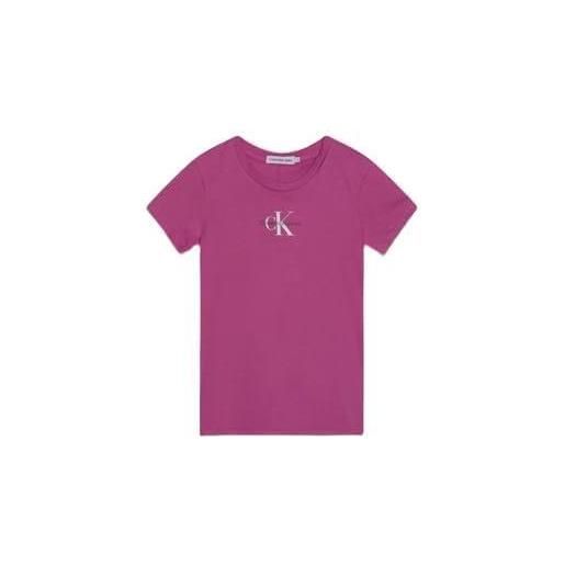 Calvin Klein Jeans micro monogram ig0ig01470 top in maglia a maniche corte, rosa (blooming dahlia), 6 anni bambine e ragazze