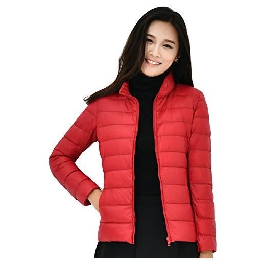 Zinsale donne leggero piumino packable corto cappotto puffer (rosso, xl)