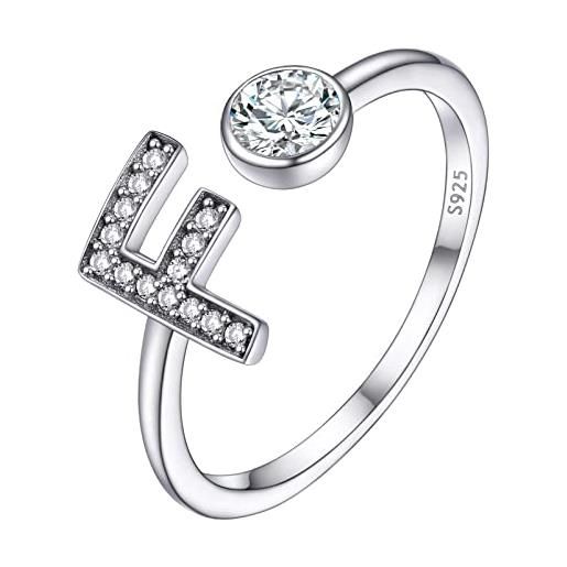 PROSILVER anelli donna regolabili con in iziale argento 925 regolabile anelli donna con lettera f anelli g festa mamma