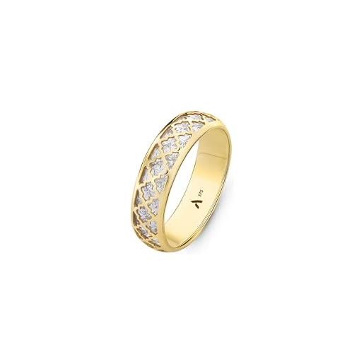 Amberta allure anello in oro diamantato per donna: anello oro bianco e giallo misura 12